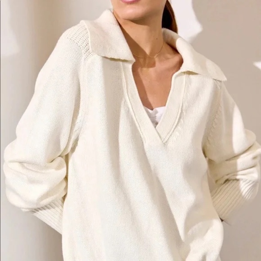 Brochu Walker The Rainer Layered Looker Sweater Tusk with White Underlayer S